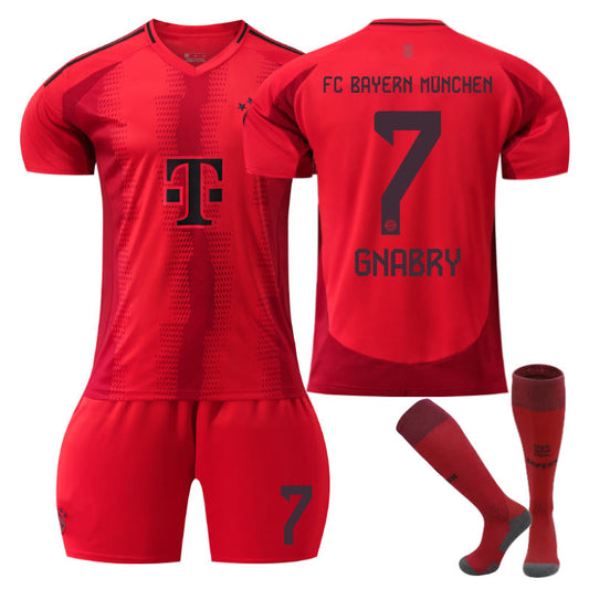 UONNO Bayern Home GNABRY #7 Soccer Jersey for Kids Adult 3 Pcs Outfits