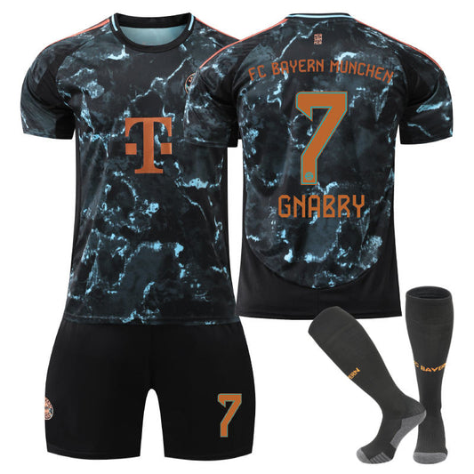 UONNO Bayern Away GNABRY #7 Soccer Jersey for Kids Adult 3 Pcs Outfits