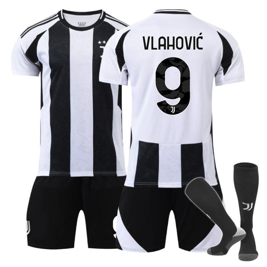 UONNO Juventus Home VLAHOVIC #9 Soccer Jersey for Kids Adult 3 Pcs Outfits