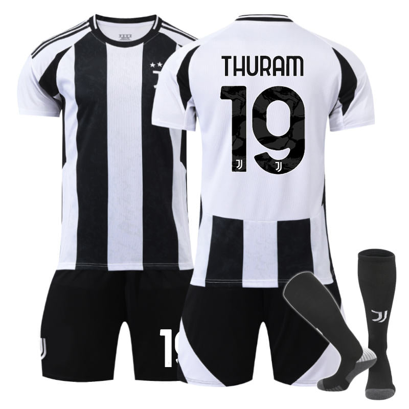 UONNO Juventus Home THURAM #19 Soccer Jersey for Kids Adult 3 Pcs Outfits