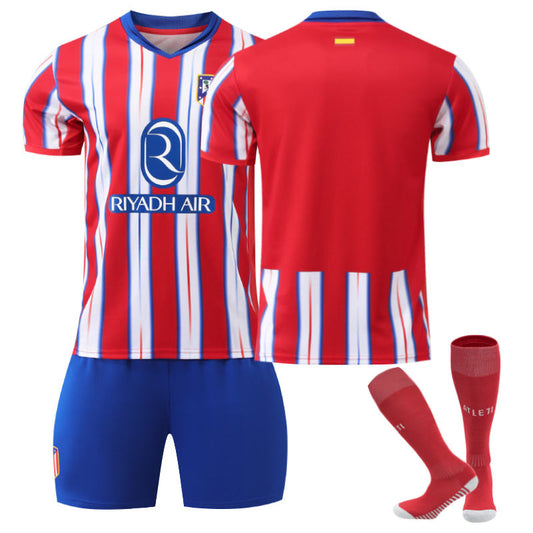 UONNO Atletico Madrid Home Soccer Jersey for Kids Adult 3 Pcs Training Outfits