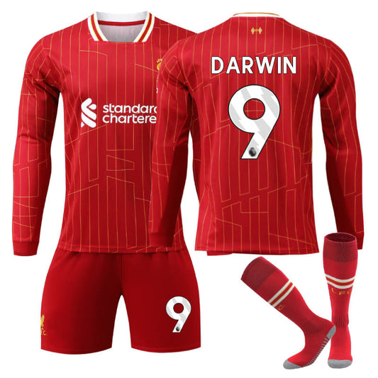 UONNO Liverpool Home DARWIN #9 Soccer Jersey Kids Adult 3Pcs Long Sleeve Outfits