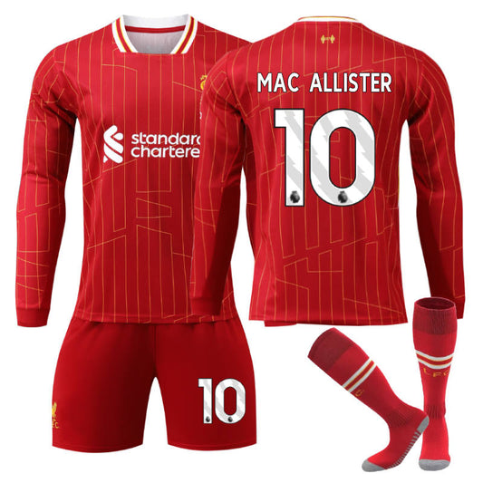 UONNO Liverpool Home MAC ALLISTER #10 Soccer Jersey Kids Adult 3Pcs Long Sleeve Outfits