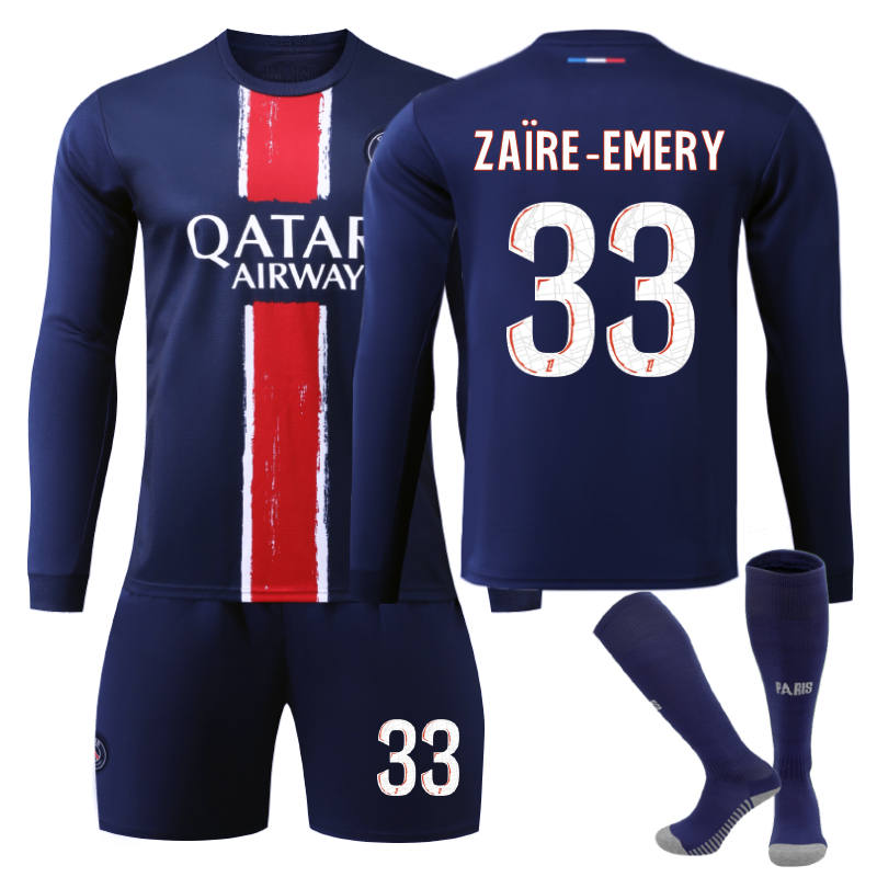 UONNO Paris Home ZAIRE-EMERY #33 Soccer Jersey Kids Adult 3Pcs Long Sleeve Outfits