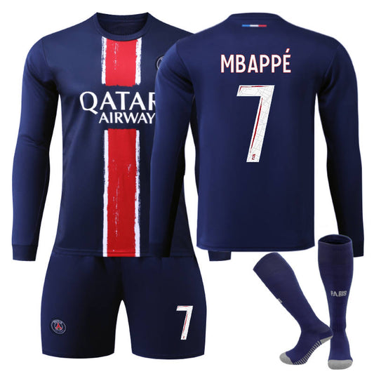 UONNO Paris Home MBAPPE #7 Soccer Jersey Kids Adult 3Pcs Long Sleeve Outfits