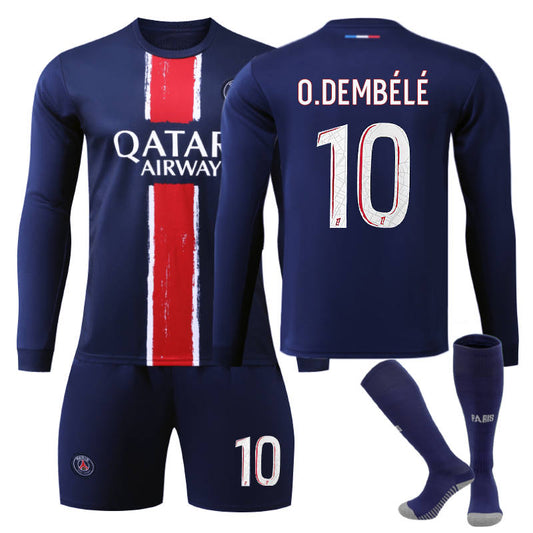 UONNO Paris Home O.DEMBELE #10 Soccer Jersey Kids Adult 3Pcs Long Sleeve Outfits