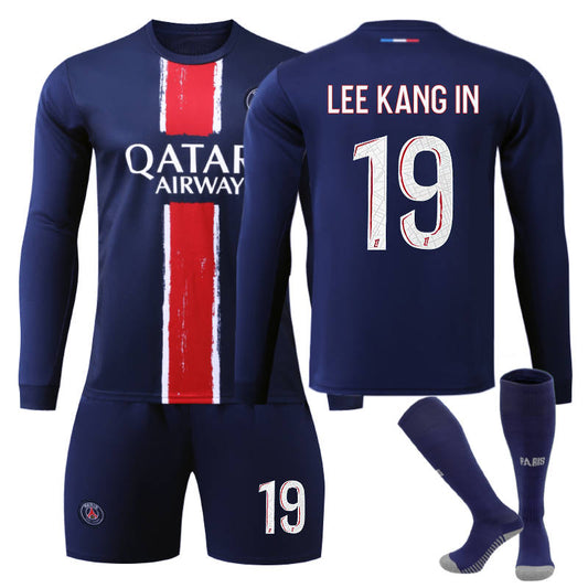 UONNO Paris Home LEE KANG IN #19 Soccer Jersey Kids Adult 3Pcs Long Sleeve Outfits